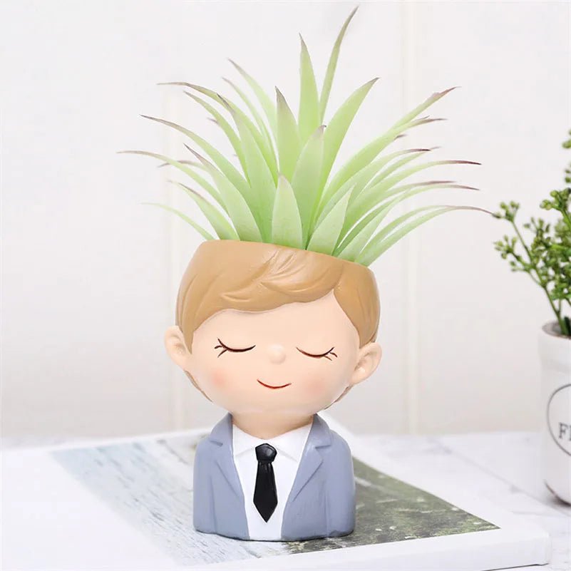 Succulents Planters Flower Pots Cactus Plant Pot Lovely Girl Head Bonsai Planter Pots Ornaments with Drainage Hole Table Decor - Buy That Thang