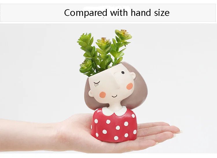 Succulents Planters Flower Pots Cactus Plant Pot Lovely Girl Head Bonsai Planter Pots Ornaments with Drainage Hole Table Decor - Buy That Thang