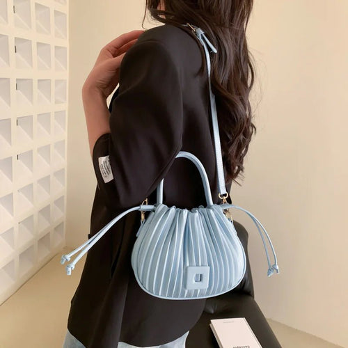 Casual Soft PU Leather Tote Bag for Women Cute Bucket Bag Plain Shoulder Crossbody Bag - Buy That Thang