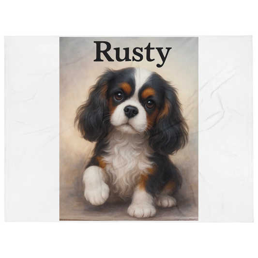 Dog Theme Throw Blanket Soft Sherpa Lined Blanket Just Add Name
