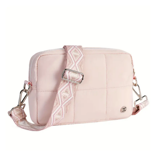Puffer Small Crossbody Bags for Women Cell Phone Purse Crossbody Bag Pink