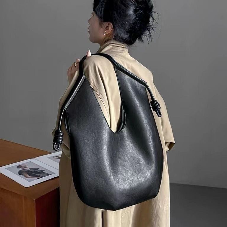 Large Capacity  Fashionable Solid Color Commuter Shoulder Underarm Tote Bag