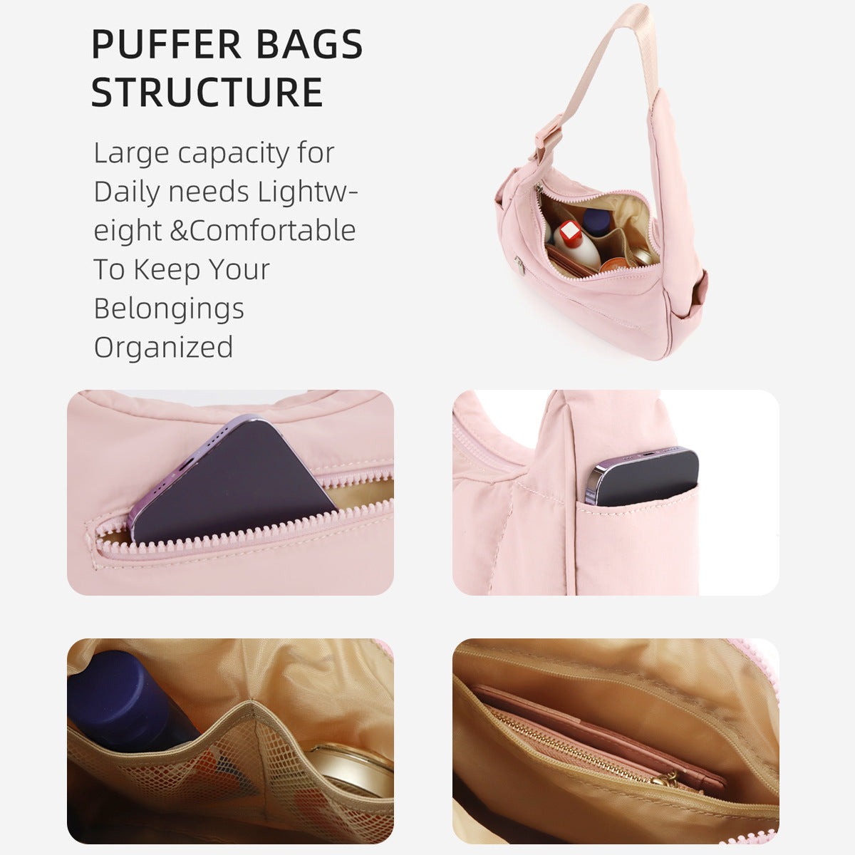 Waterproof Nylon Crescent Shoulder Bag