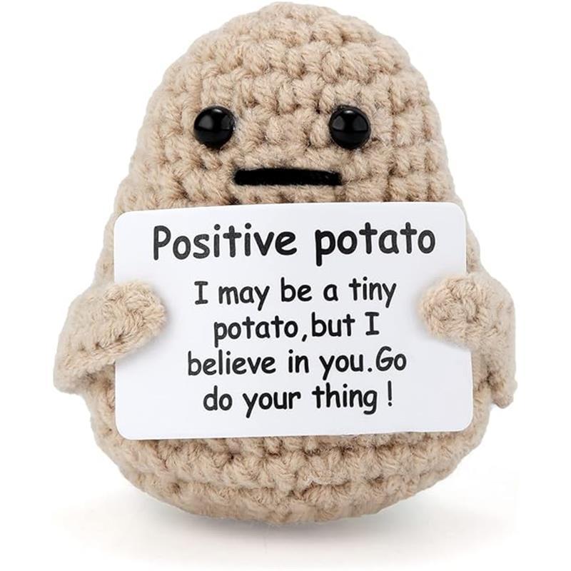 Funny Knitted Potato Toy with Positive Card - Cute Crochet Doll for Cheer Up Gift and Decoration - Buy That Thang