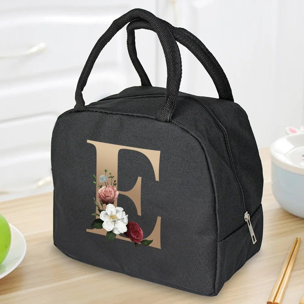 Lunch Bag Cooler Tote Portable Insulated Thermal Canvas Bag Food Picnic Unisex Travel Lunchbox Organizer Bags Gold Letter Print - Buy That Thang