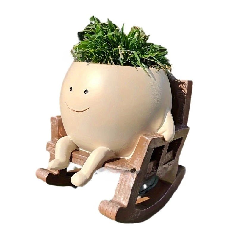 Cute Smiling Face Swing Planter Resin Wall Hanging Flower Pot For Succulents And Small Plants Perfect Garden Home Decor Supplies - Buy That Thang