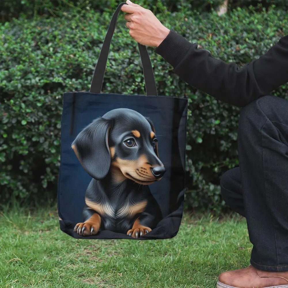 1pc Stylish Dachshund Print Tote Bag for Women - Reusable Foldable Grocery Bag with Fixed Shoulder Straps - Buy That Thang