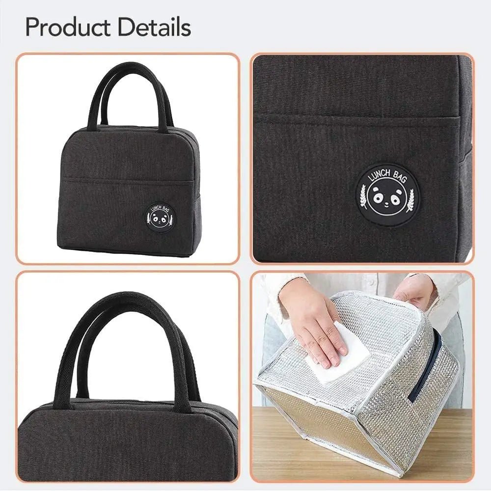 Lunch Bag Cooler Tote Portable Insulated Thermal Canvas Bag Food Picnic Unisex Travel Lunchbox Organizer Bags Gold Letter Print - Buy That Thang