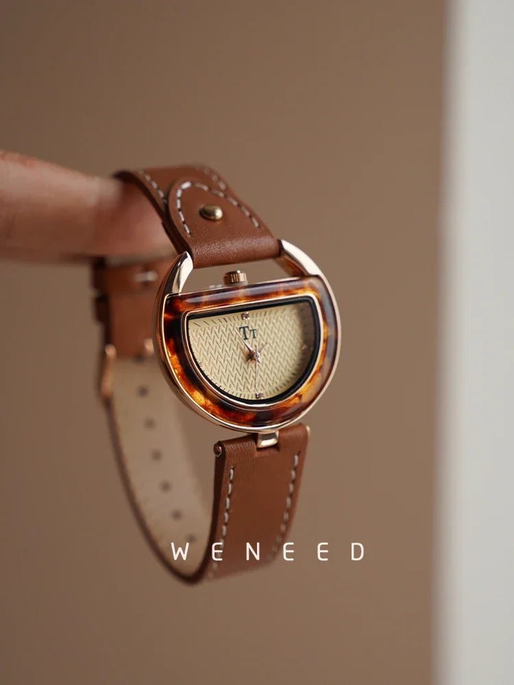 Vintage Watches for Women Light Luxury Leather Senior Sense of Design Ladies Quartz Watch Temperament Women's Watches Relojes - Buy That Thang