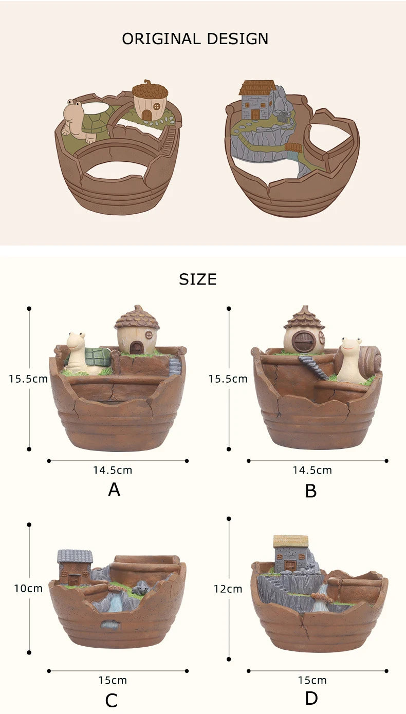 Creative Farmhouse Planter Decorative Flower Pot for Succulents Fairy Garden Desktop Container Zen Ornament Home Decoration - Buy That Thang
