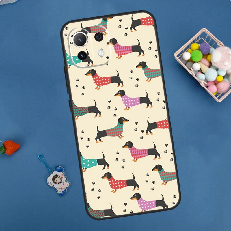 Cartoon Dachshund Dog Case For Xiaomi 14 13 15 Ultra 11T 12T 13T 14T Pro POCO X7 Pro X3 X5 F5 F6 M6 X6 Pro Cover