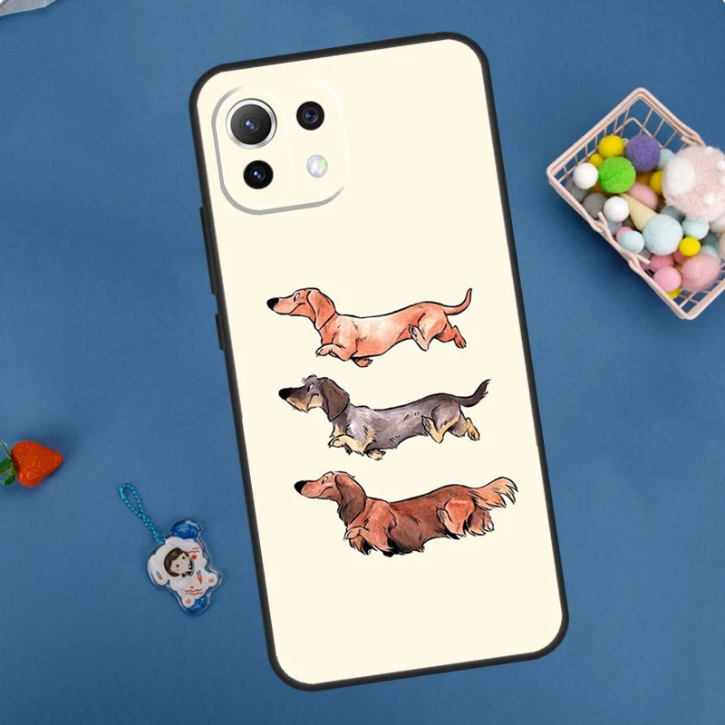 Cartoon Dachshund Dog Case For Xiaomi 14 13 15 Ultra 11T 12T 13T 14T Pro POCO X7 Pro X3 X5 F5 F6 M6 X6 Pro Cover