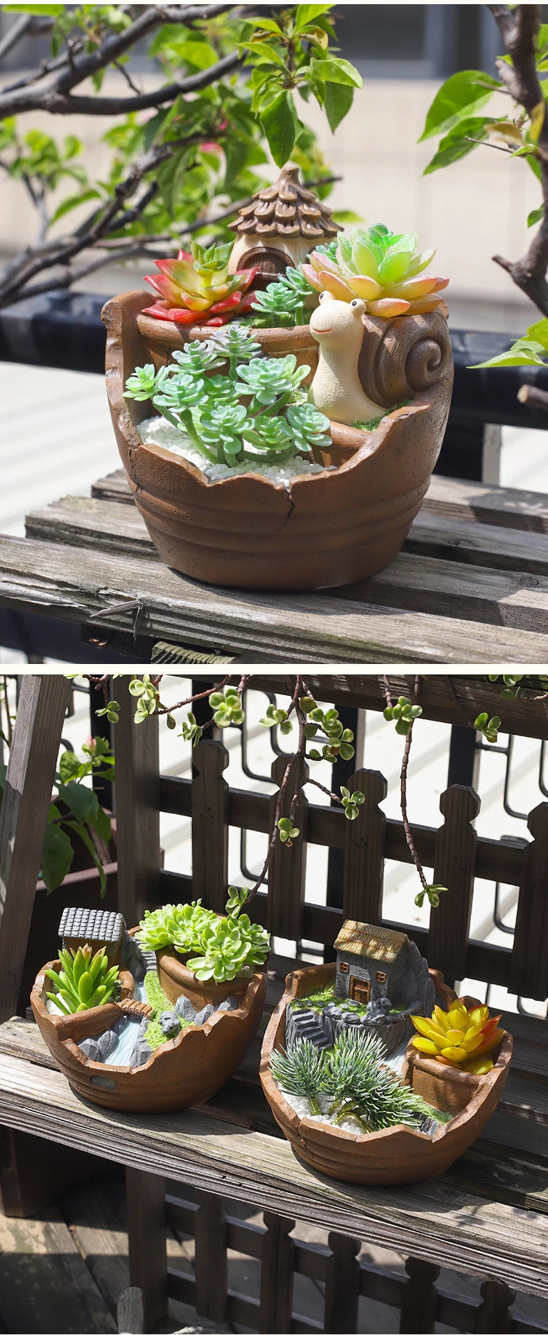Creative Farmhouse Planter Decorative Flower Pot for Succulents Fairy Garden Desktop Container Zen Ornament Home Decoration - Buy That Thang