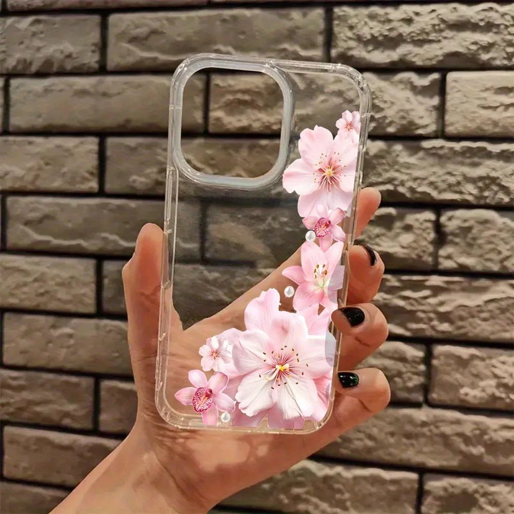 Pink Hibiscus Floral Aesthetics Coquette Clear Phone Case Cover for I Phones - Buy That Thang