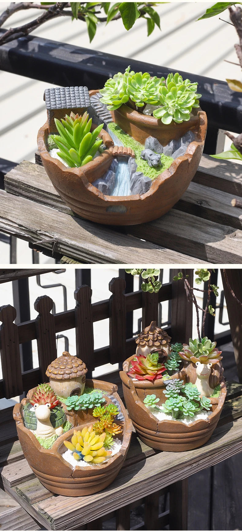 Creative Farmhouse Planter Decorative Flower Pot for Succulents Fairy Garden Desktop Container Zen Ornament Home Decoration - Buy That Thang