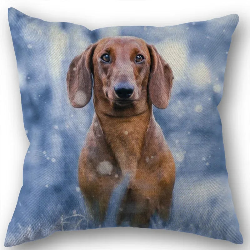 Dachshund Pillowcase Square Zipper  Home Wedding Decoration Non-fading