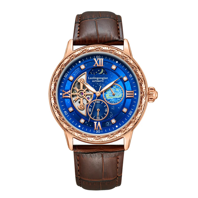 Luxurious Men's Automatic Mechanical Watch, with a Skeleton Design, Stylish