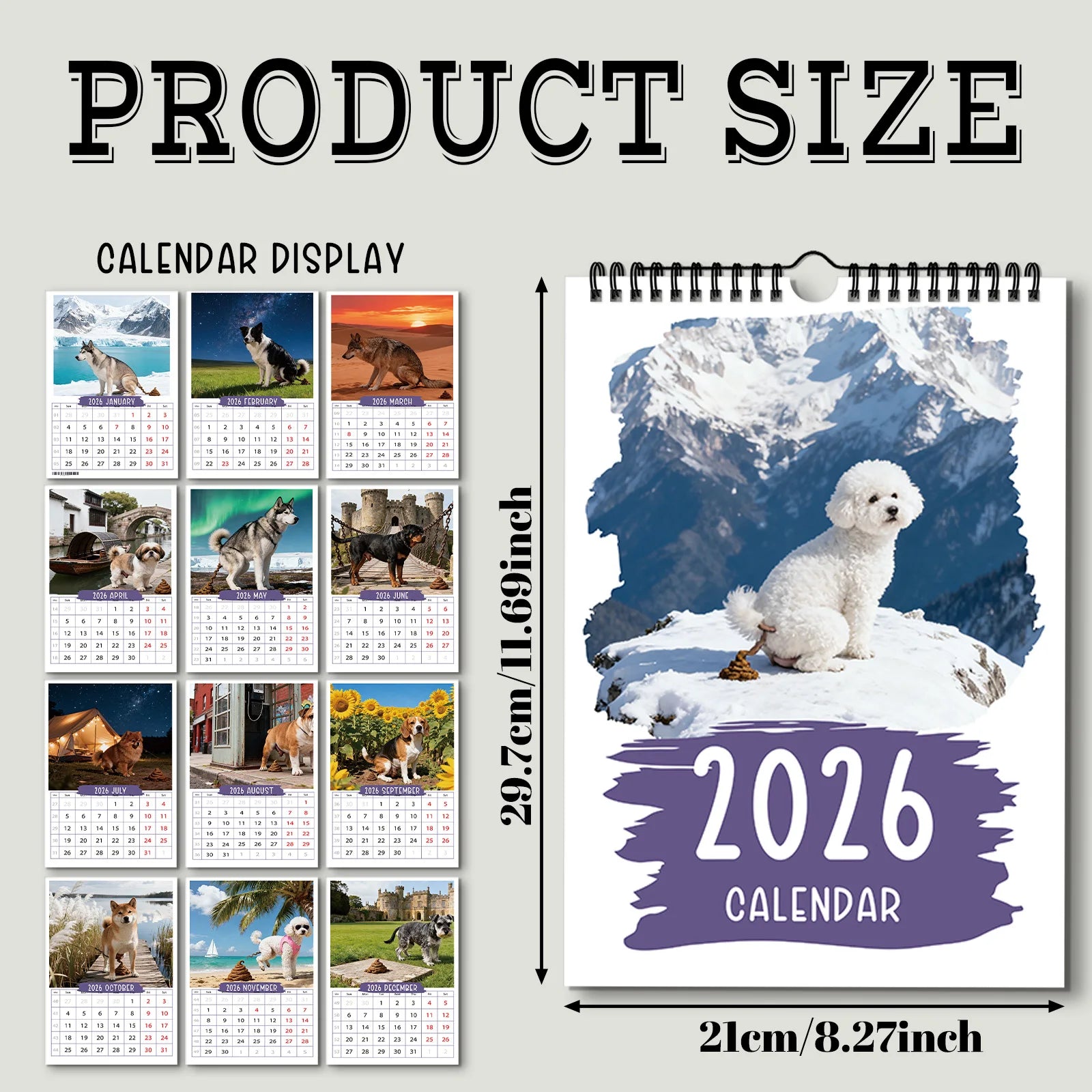 1PC 2026 Cute Dog Theme Calendar,Featuring Various Dog Breeds,Perfect for Pet Lovers' Home Decoration,As A Heartwarming Pet Gift - Buy That Thang