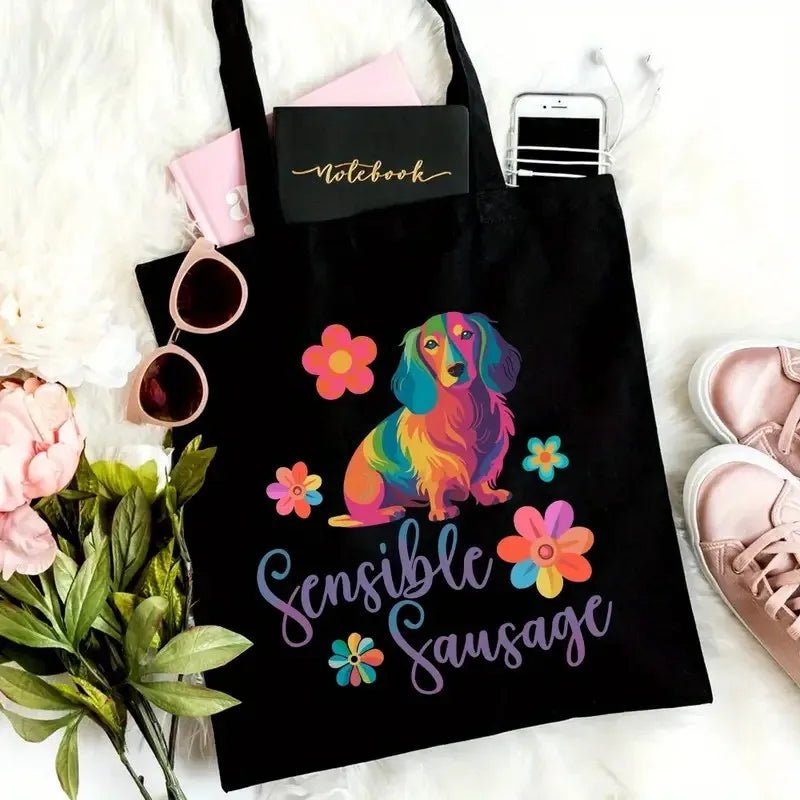 Chic Dachshund Canvas Tote Bag - Large Capacity, Durable & Stylish Handbag for Shopping, Travel, Picnics & Parties - Buy That Thang
