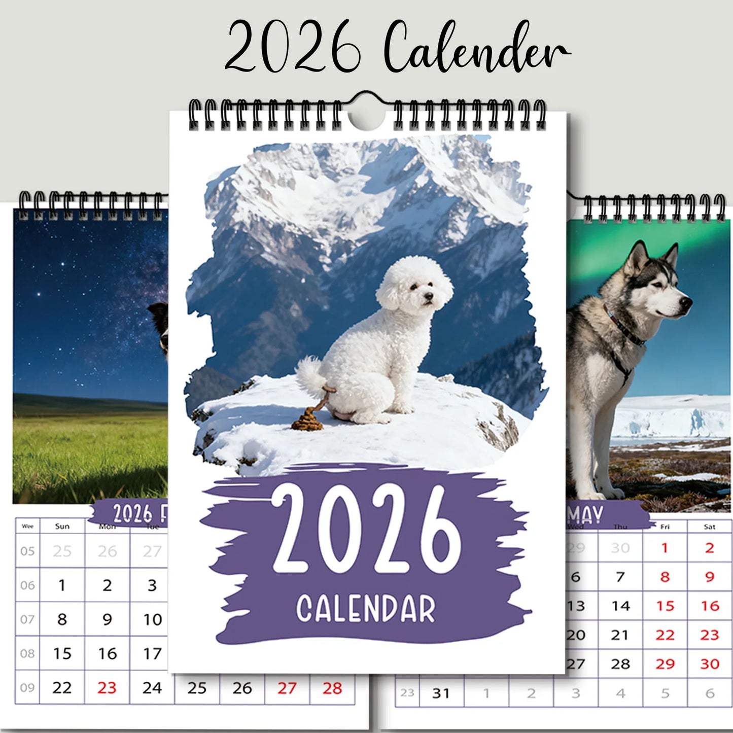 1PC 2026 Cute Dog Theme Calendar,Featuring Various Dog Breeds,Perfect for Pet Lovers' Home Decoration,As A Heartwarming Pet Gift - Buy That Thang