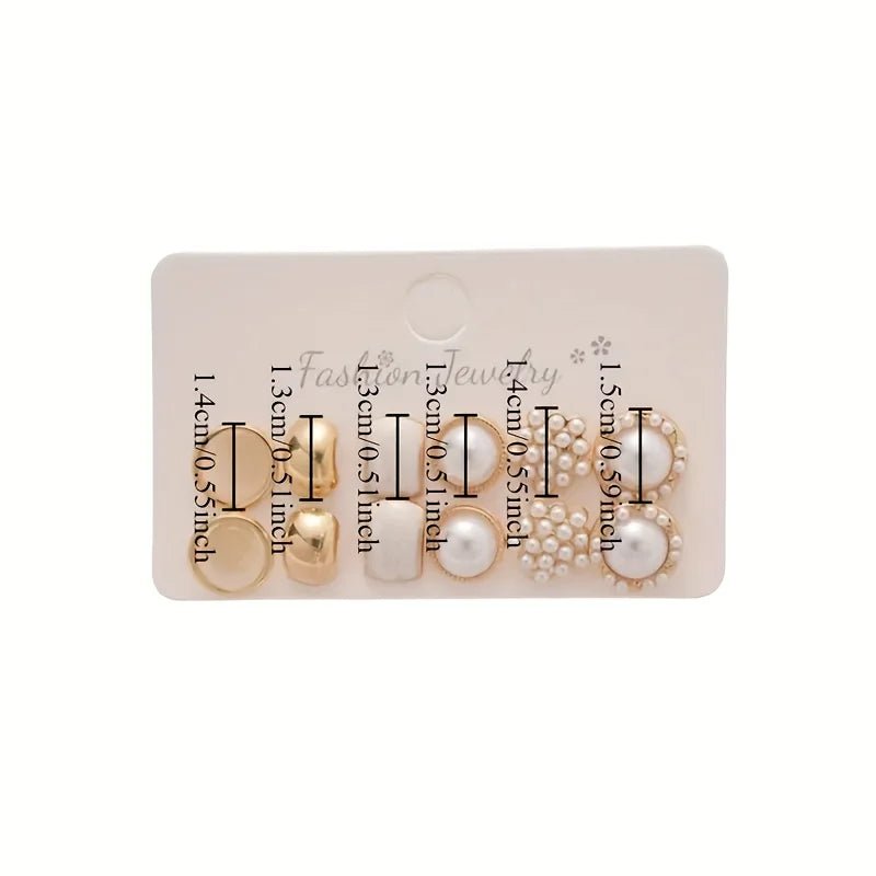 12 Pieces/set of Elegant Temperament Imitation Pearl Round Square Earrings, Women's Daily Wear Holiday Accessories Gifts - Buy That Thang