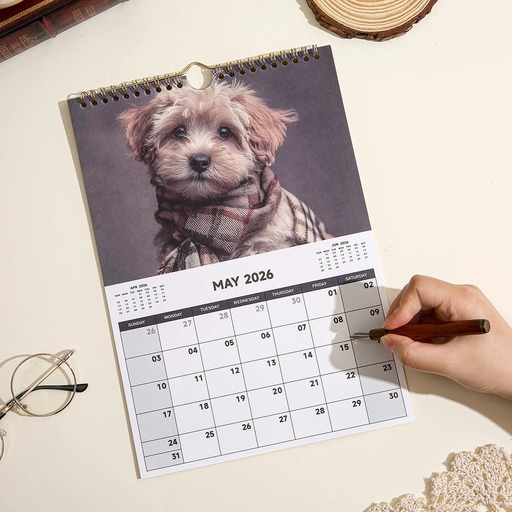2026 A4 Wall Calenda Cats & Dogs Monthly Design With Check - in Sections Daily Weekly Planner For Home Office School Pet Lovers - Buy That Thang