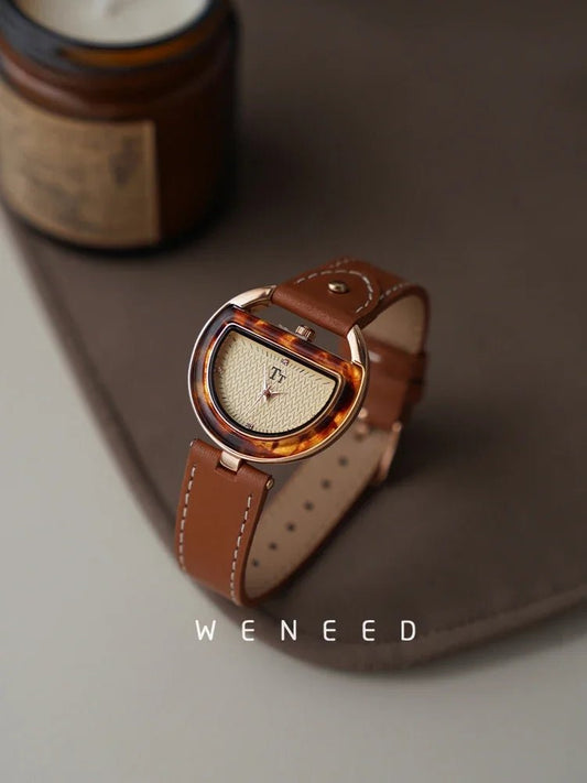 Vintage Watches for Women Light Luxury Leather Senior Sense of Design Ladies Quartz Watch Temperament Women's Watches Relojes - Buy That Thang