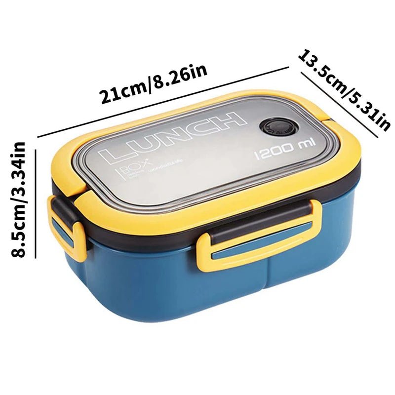 1200ML 2 Layer Bento Lunch Box With Spoon Fork, Kid High Capacity Microwae Food Containers Portable Leakproof Office Camping - Buy That Thang