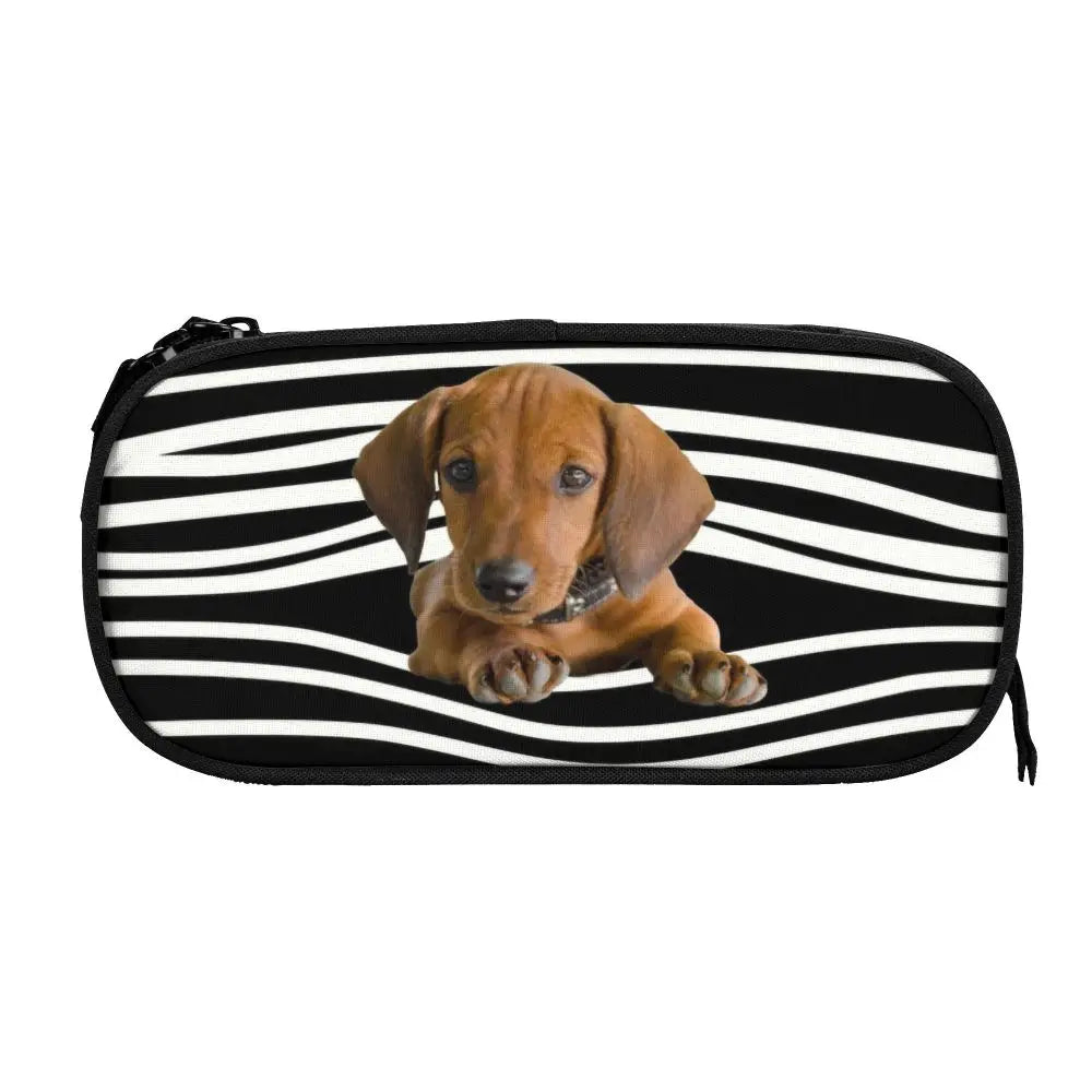Custom Cute Dachshund Dog Cute Pencil Case Girls Boys Large Capacity Puppy Pet Pencil Pouch School Accessories