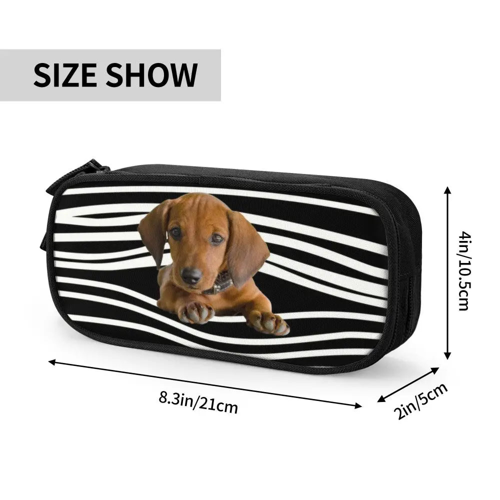 Custom Cute Dachshund Dog Cute Pencil Case Girls Boys Large Capacity Puppy Pet Pencil Pouch School Accessories
