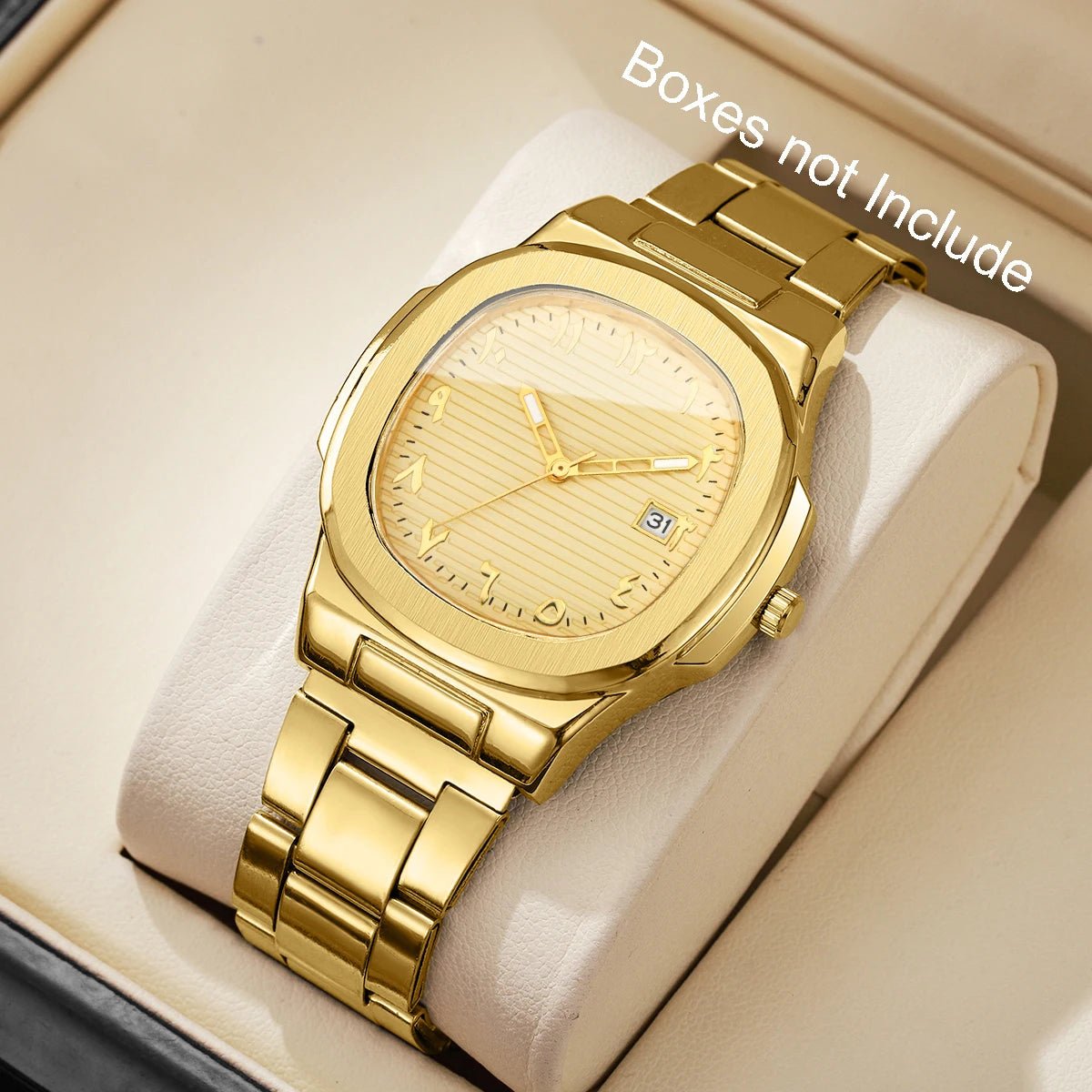 Luxury Men Business Watches Fashion Square Dial Stainless Steel Strap Quartz Watch with Calendar For Mens Clock（Without Box） - Buy That Thang