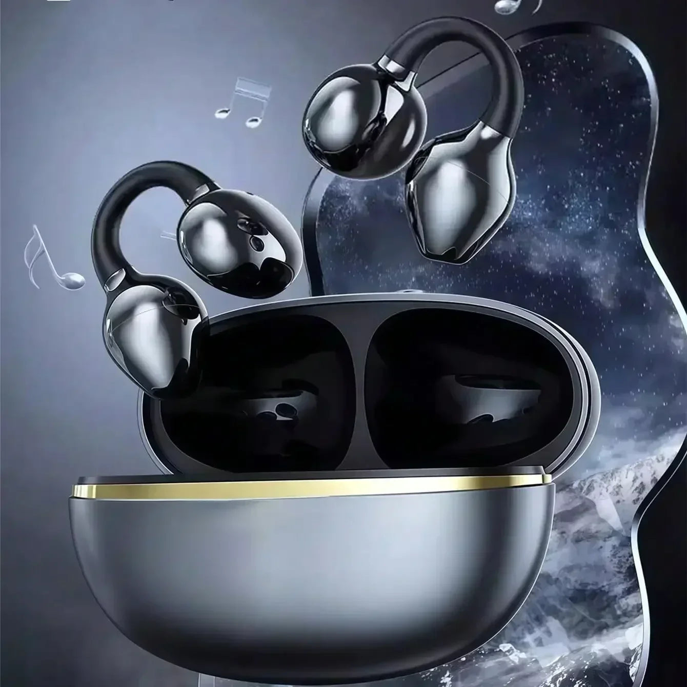DM08 Bluetooth Headset 5.3 Wireless Bone Conduction Headphones Clip Ear Music Noise Canceling HD Call Sports Gaming Earphone