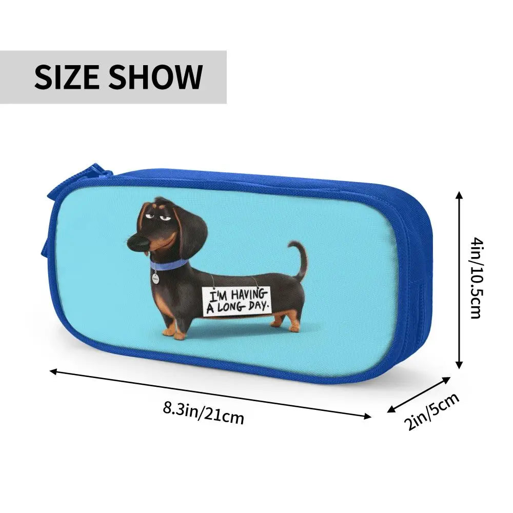 Custom Cute Dachshund Dog Cute Pencil Case Girls Boys Large Capacity Puppy Pet Pencil Pouch School Accessories