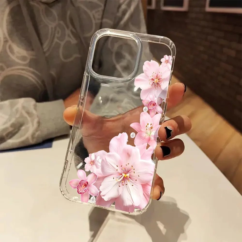 Pink Hibiscus Floral Aesthetics Coquette Clear Phone Case Cover for I Phones - Buy That Thang