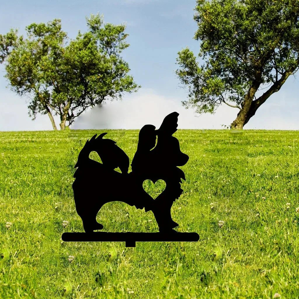 "Garden Outdoor Decoration: Pomeranian Stake" Create a beautiful look with this pet art. - Buy That Thang