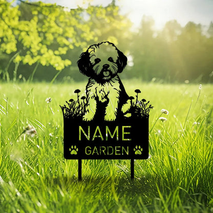 Custom Bichon Frise Dog Metal Memorial Garden Stake Personalized Pet Grave Marker Name Sign Remembrance Stake Decor Sympathy Dog - Buy That Thang