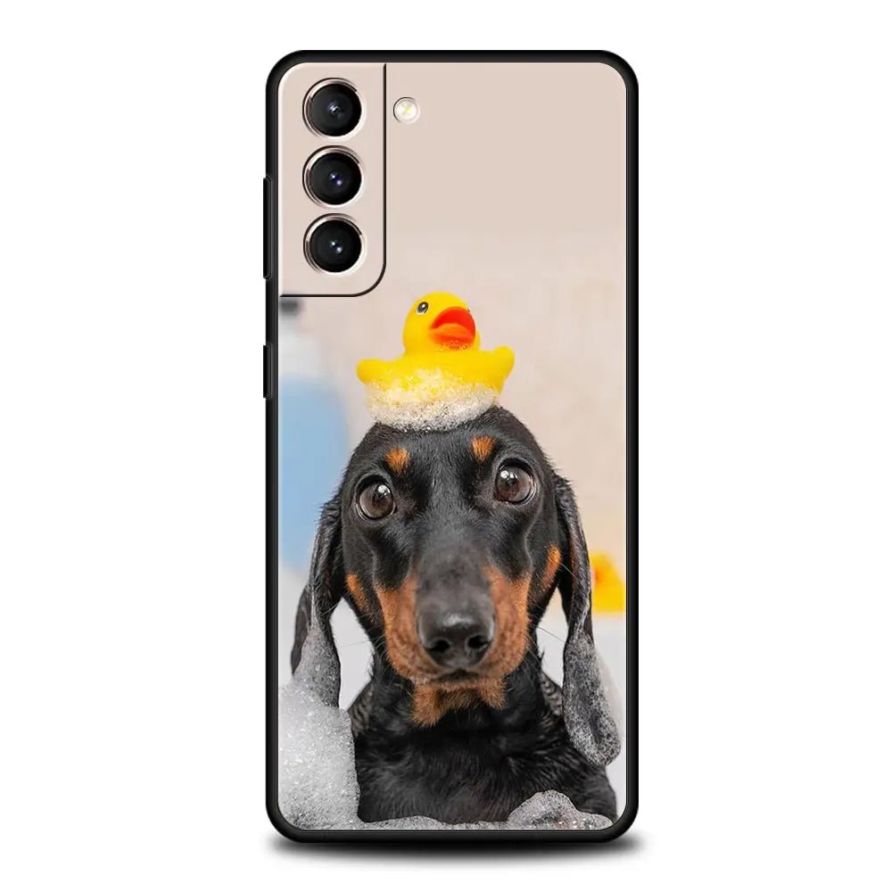 Dachshund Silhouette Dog cute animal Phone Case For Samsung Galaxy S24 S23 S22 S20 Ultra S21 FE 5G S10 S9 Plus S10E S8 Cover - Buy That Thang