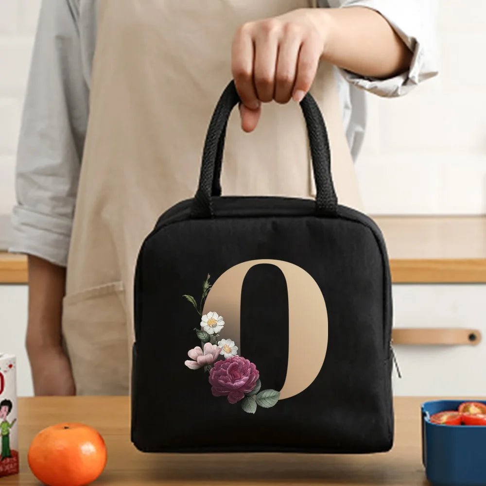 Lunch Bag Cooler Tote Portable Insulated Thermal Canvas Bag Food Picnic Unisex Travel Lunchbox Organizer Bags Gold Letter Print - Buy That Thang