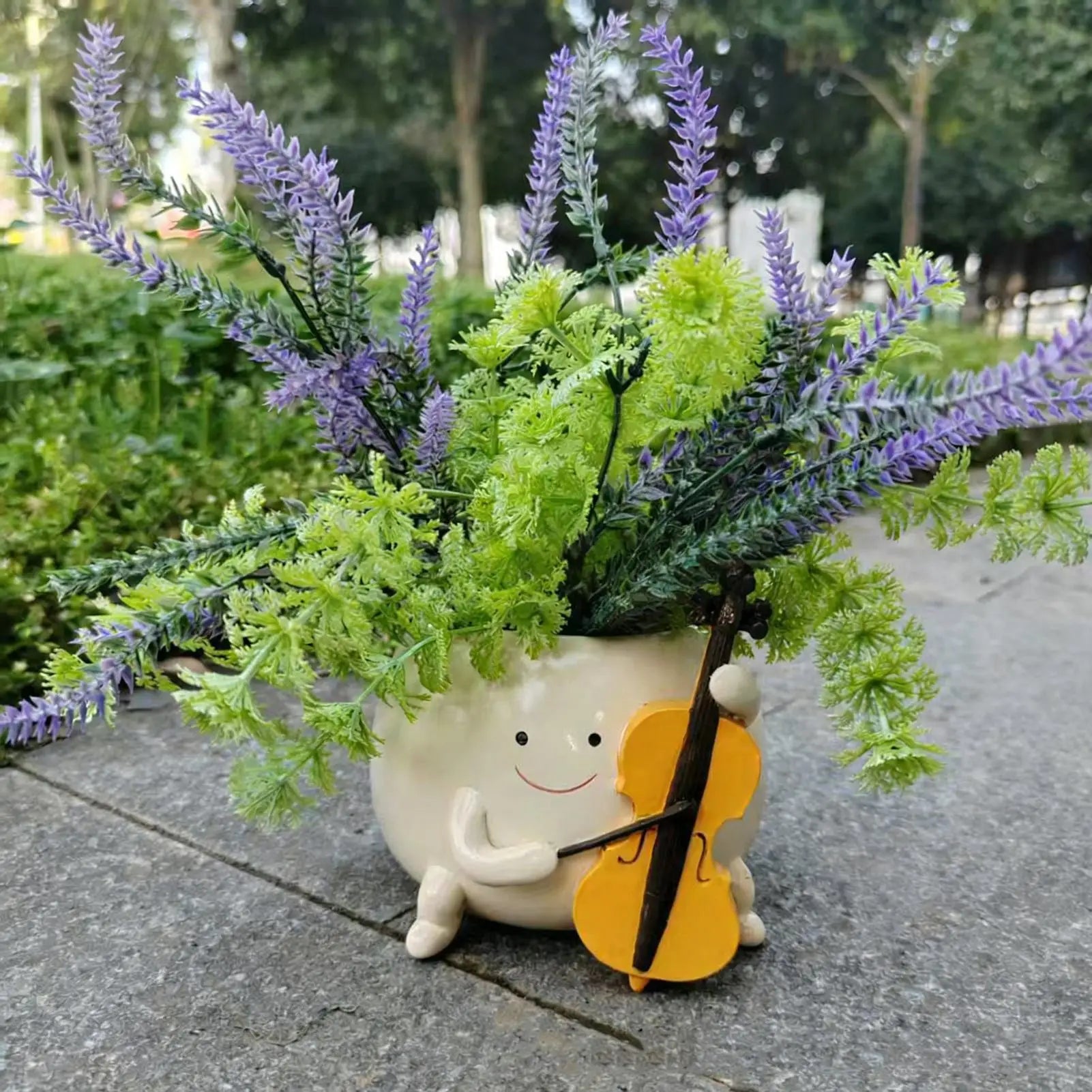 Succulents Pot Smily Face Planter Pot Guitar Succulents Flowerpot Unique Guitar Boy Shape Smile Face Planter With Drainage - Buy That Thang