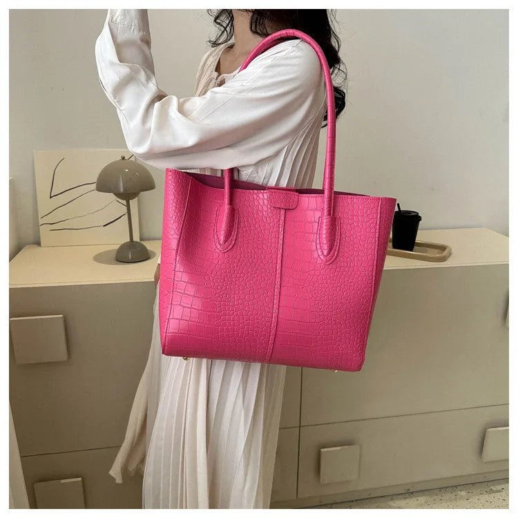 Fashion Crocodile Pattern Large Tote Bag Solid Color Women Shoulder Bags Luxury Pu Leather Lady Handbags Big Shopper Purses 2024 - Buy That Thang