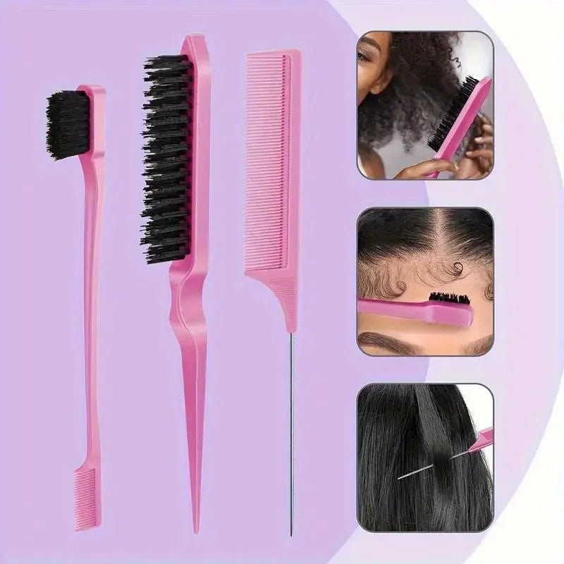 12 - Piece Hair Styling Set &Combs Clips Rat Tail Comb Edge Control Brush & Spray Bottle - Odorless Abs Plastic For All Hair Types - Buy That Thang