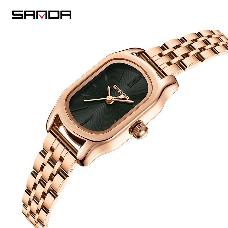 SANDA 1104 Case Womens Watches Maroon Leather Strap Waterproof Genuine Watch New Womens Quartz Watch Casual Fashion Rose Gold - Buy That Thang