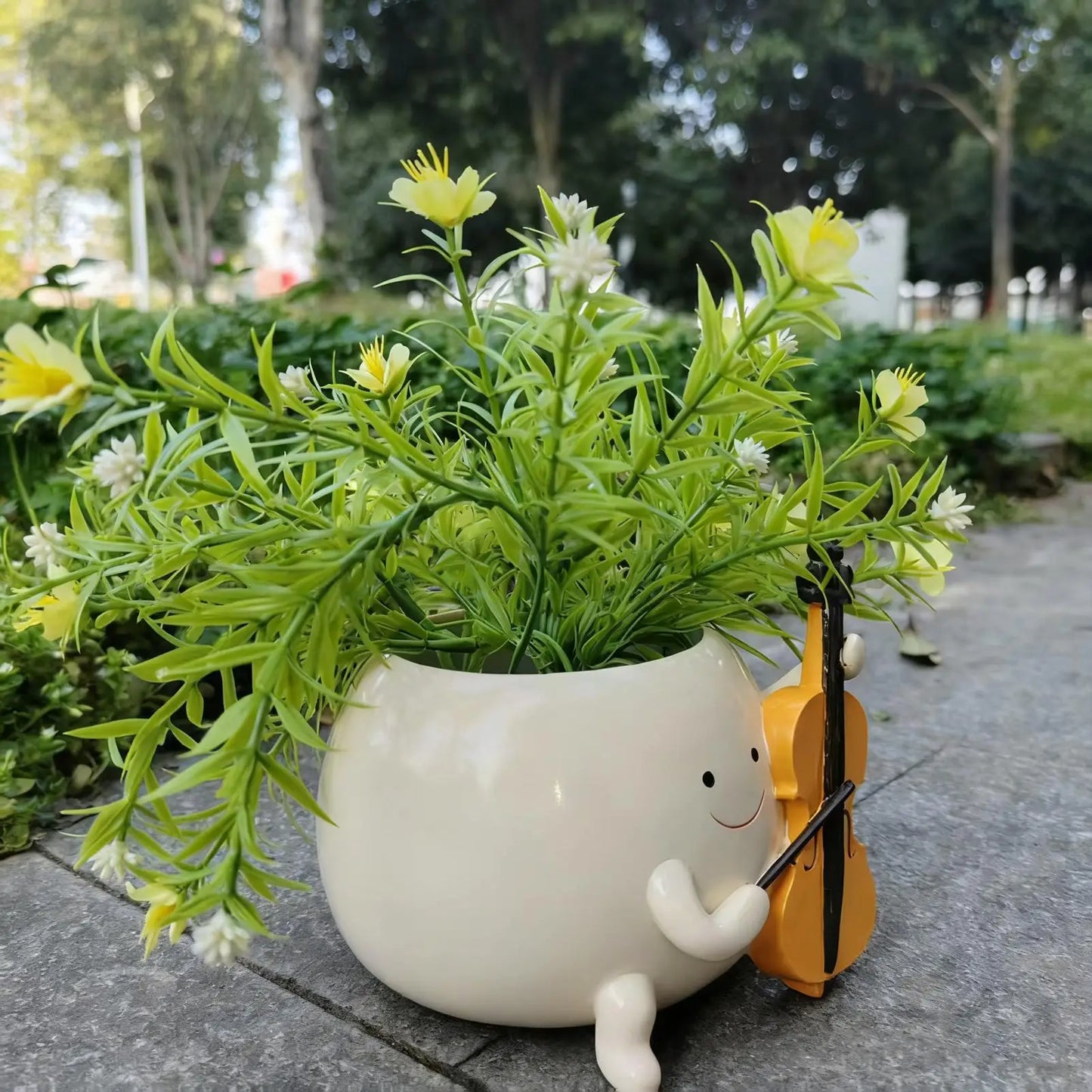 Succulents Pot Smily Face Planter Pot Guitar Succulents Flowerpot Unique Guitar Boy Shape Smile Face Planter With Drainage - Buy That Thang