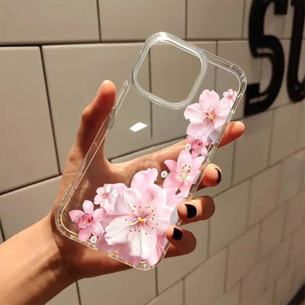 Pink Hibiscus Floral Aesthetics Coquette Clear Phone Case Cover for I Phones - Buy That Thang