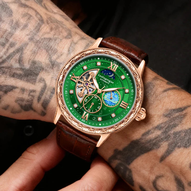 Luxurious Men's Automatic Mechanical Watch, with a Skeleton Design, Stylish
