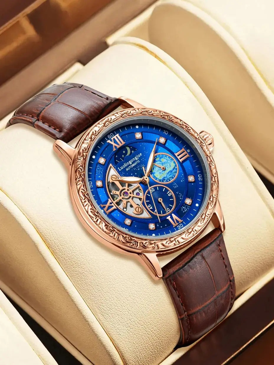 Luxurious Men's Automatic Mechanical Watch, with a Skeleton Design, Stylish