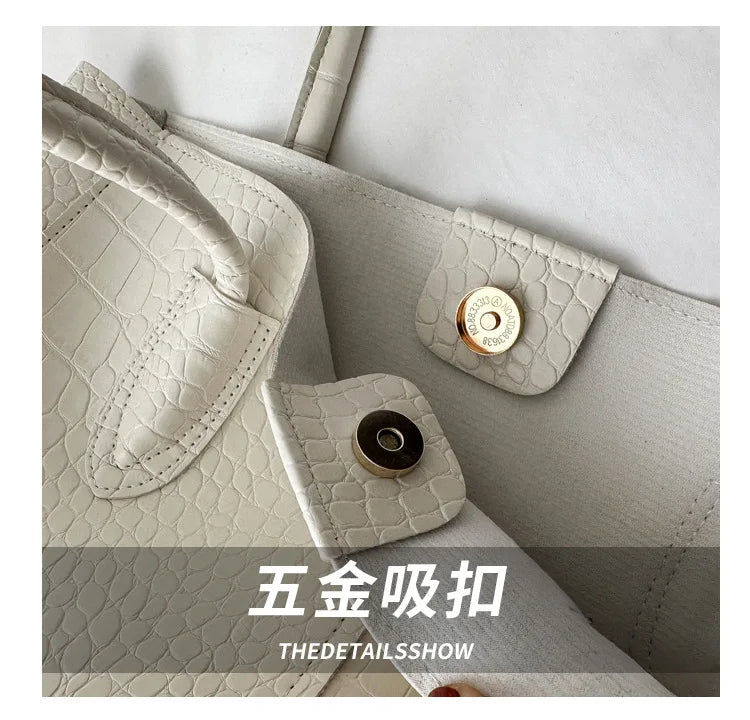 Fashion Crocodile Pattern Large Tote Bag Solid Color Women Shoulder Bags Luxury Pu Leather Lady Handbags Big Shopper Purses 2024 - Buy That Thang
