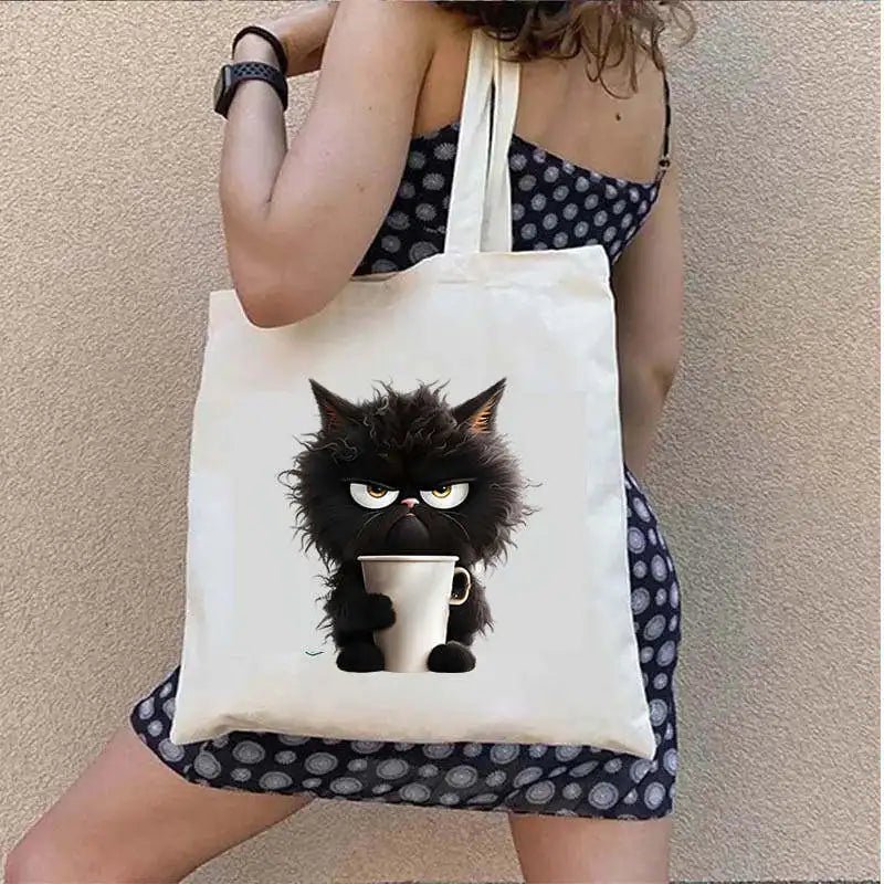 2PC Cute Kitten Cat Pattern Printed Women Shoulder Bag Kawaii Shopper Shopping Canvas Bag Fashion Girl Handbags Shoulder Bag - Buy That Thang