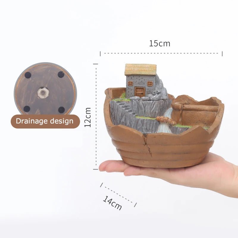 Creative Farmhouse Planter Decorative Flower Pot for Succulents Fairy Garden Desktop Container Zen Ornament Home Decoration - Buy That Thang
