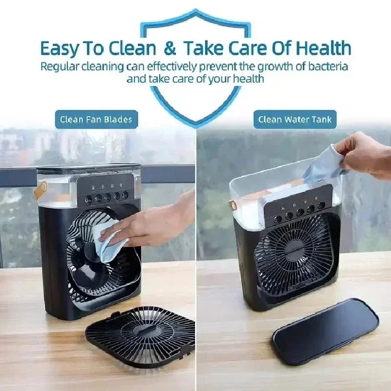New 3 In 1 Fan AIr Conditioner Household Mini Air Cooler LED Night Light Portable Humidifier